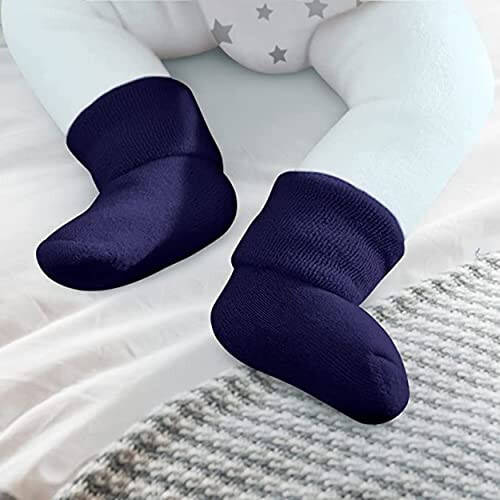 Rising Star Baby Socks for Boys & Baby Girl Infant Newborn Socks 0-6, 6-12 months - Thick Cotton Terry Cuff Socks - 45