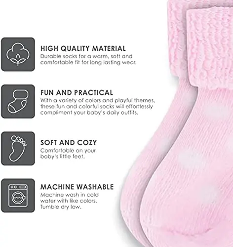 Rising Star Baby Socks for Boys & Baby Girl Infant Newborn Socks 0-6, 6-12 months - Thick Cotton Terry Cuff Socks - MODAZONE (1)