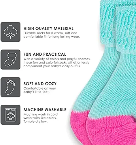 Rising Star Baby Socks for Boys & Girls - Newborn to 12 Months - Thick Cotton Terry Cuff Socks - 2