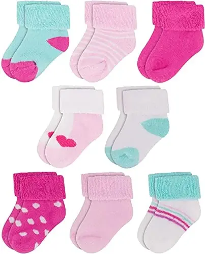 Rising Star Baby Socks for Boys & Girls - Newborn to 12 Months - Thick Cotton Terry Cuff Socks 