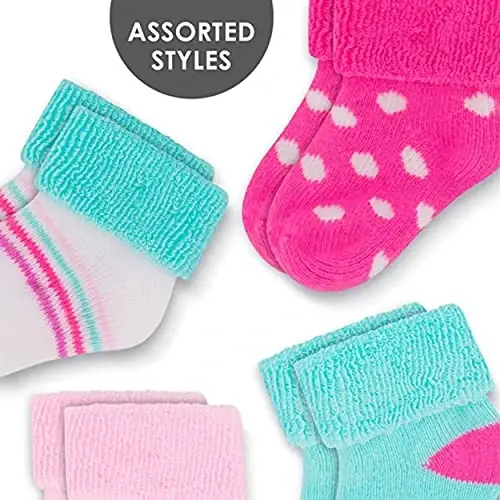 Rising Star Baby Socks for Boys & Girls - Newborn to 12 Months - Thick Cotton Terry Cuff Socks - 4