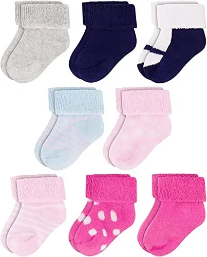 Rising Star Baby Socks for Boys & Girls - Newborn to 12 Months - Thick Cotton Terry Cuff Socks 