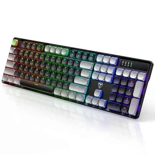 RisoPhy Wireless Gaming Keyboard, Low-Profile 2.4G/USB-C/Bluetooth Mechanical Keyboard with Smooth Red Switches, RGB Backlight/Software/Silent Ergonomic Keyboard for PC/Mac Gamer - RISOPHY