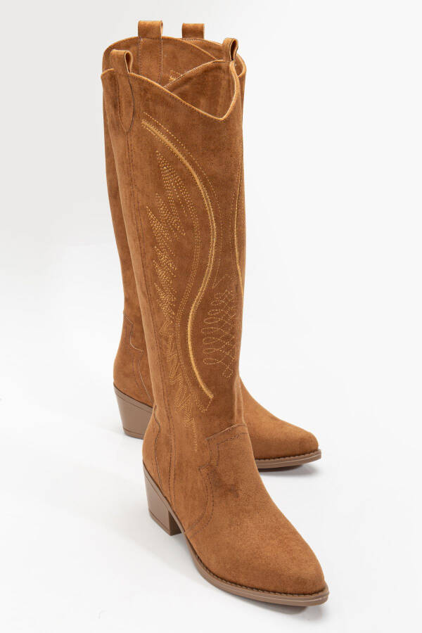 RİSSOLİ TABA TARÇIN Suede Embroidered Western Cowboy Cowgirl Boots - 4