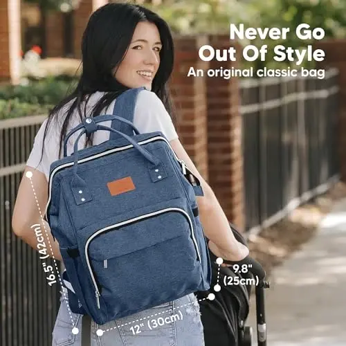 Рюкзак для подгузников KeaBabies - сумка для мальчиков, девочек, водонепроницаемый многофункциональный рюкзак, большая сумка для подгузников для девочек, мальчиков, дорожная сумка с пеленальным ковриком (темно-синий) - 2