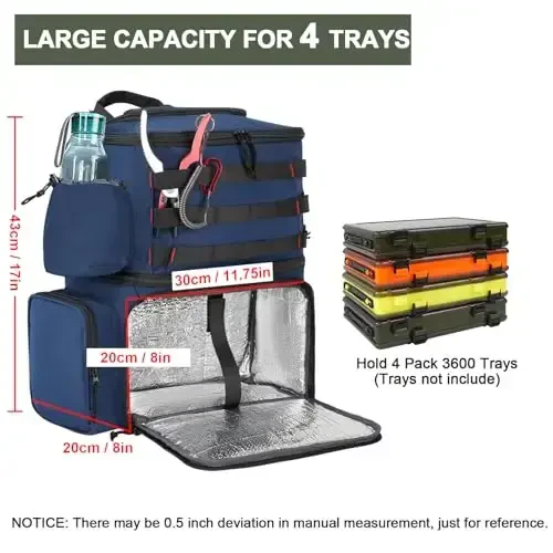 Рюкзак для рыбалки MATEIN, ящик для снастей, водонепроницаемый мешок для хранения рыболовных снастей с держателями для удочек и холодильником, подарки для рыбаков - MATEIN (1)
