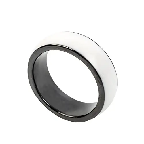 riversmerge NFC White Forum Type 2 215 496 Bytes Chip Universal for Mobile Phone Wearable Smart Ring Waterproof Ceramic NFC Ring for Men or Women(White-NFC 20mm) - 1