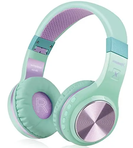 Riwbox Bluetooth Headphones, XBT-80 Buklanadigan Stereo Simsiz Bluetooth Quloqchinlar Mikrofon va Ovozni Boshqarish bilan, Kompyuter/Uyali Telefonlar/Televizor/Sport Zal uchun Simsiz va Simli Garnitura (Binafsha Yashil) 