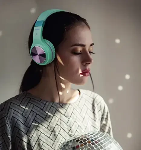 Riwbox Bluetooth Headphones, XBT-80 Buklanadigan Stereo Simsiz Bluetooth Quloqchinlar Mikrofon va Ovozni Boshqarish bilan, Kompyuter/Uyali Telefonlar/Televizor/Sport Zal uchun Simsiz va Simli Garnitura (Binafsha Yashil) - 5