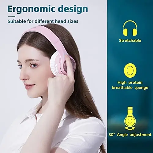 Riwbox TX8 Bluetooth Headphones, Over Ear Headphones, HiFi Stereo, with Touch Control and mic, Soft Earmuffs/Foldable/SD/TF, 40H Playtime, for Travel/TV/Music/OFC/Gym/Game - 4