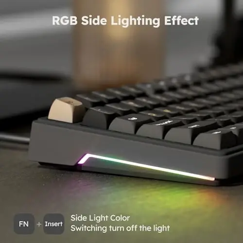RK ROYAL KLUDGE R87 Pro Wired Mechanical Keyboard with Hot Swappable Knob 75% Creamy Gaming Keyboard 88 Keys TKL Gasket Mounted RGB Backlit with QMK/VIA, MDA Profile, Linear Creamy Switch, Black - 6