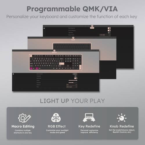 RK ROYAL KLUDGE R87 Pro Wired Mechanical Keyboard with Hot Swappable Knob 75% RGB Backlit Gaming Keyboard 88 Keys TKL Gasket Mounted with QMK/VIA and Linear Creamy Switch - 3