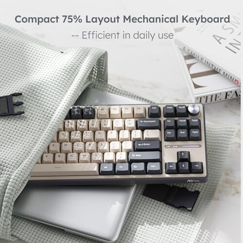 RK ROYAL KLUDGE R87 Pro Wired Mechanical Keyboard with Hot Swappable Knob 75% RGB Backlit Gaming Keyboard 88 Keys TKL Gasket Mounted with QMK/VIA and Linear Creamy Switch - 4