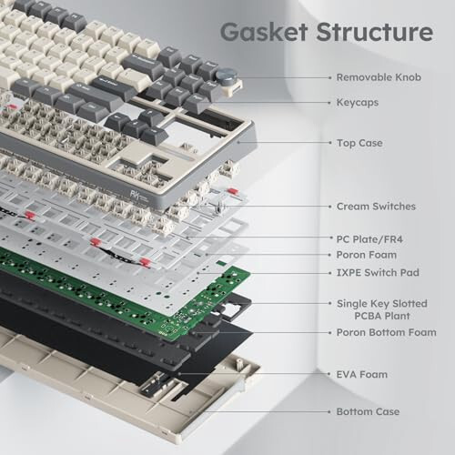RK ROYAL KLUDGE R87 Pro Wired Mechanical Keyboard with Hot Swappable Knob 75% RGB Backlit Gaming Keyboard 88 Keys TKL Gasket Mounted with QMK/VIA and Linear Creamy Switch - 7