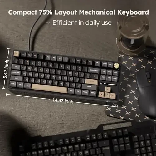 RK ROYAL KLUDGE R87 Pro simli mexanik klaviatura issiq almashtiriladigan tugmacha 75% kremli oʻyin klaviaturasi 88 tugmali TKL gasketli RGB fon yoritgichi QMK/VIA, MDA profili, chiziqli kremli kalit, qora - 4