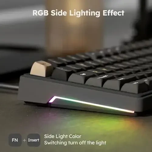 RK ROYAL KLUDGE R87 Pro simli mexanik klaviatura issiq almashtiriladigan tugmacha 75% kremli oʻyin klaviaturasi 88 tugmali TKL gasketli RGB fon yoritgichi QMK/VIA, MDA profili, chiziqli kremli kalit, qora - 6