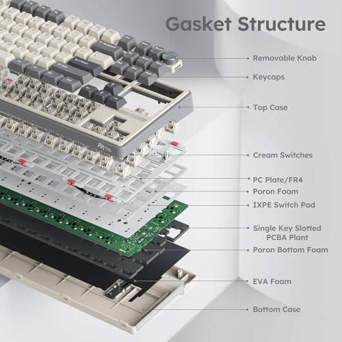 RK ROYAL KLUDGE R87 Pro Wired Mechanical Keyboard with Hot Swappable Knob 75% RGB Backlit Gaming Keyboard 88 Keys TKL Gasket Mounted Custom Keyboard with QMK/VIA and Linear Creamy Switch - 7