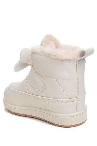 Rmd 341 Bant Kurdela Detaylı Kürklü Kız Çocuk Bebek Bot-BEJ - 3