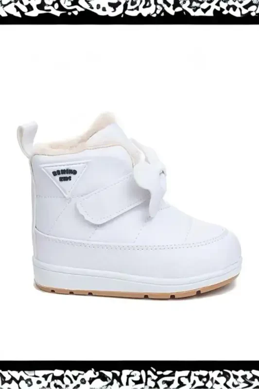 Rmd 341 Bant Kurdela Detaylı Kürklü Kız Çocuk Bebek Bot-BEYAZ - OKSIT