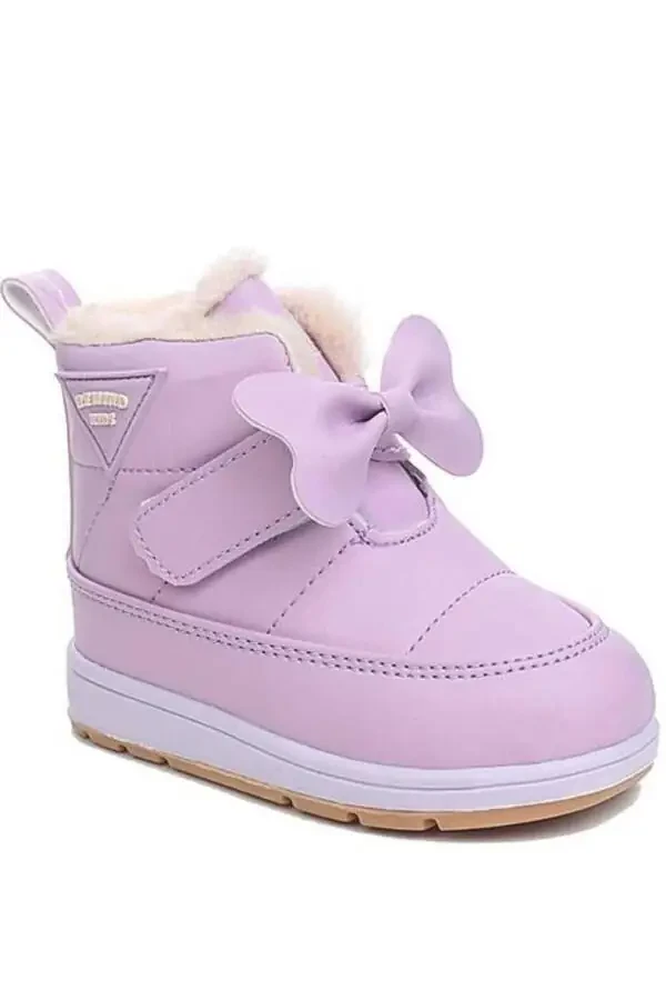 Rmd 341 Ribbon Band Detailed Furry Girl Baby Boots - 1