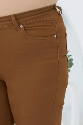 RMG Büyük Beden Camel Pamuk Pantolon - 4