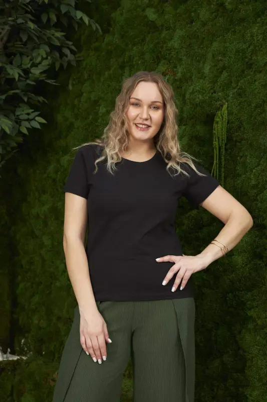 RMG Crew Neck Plus Size Black T-Shirt - 1