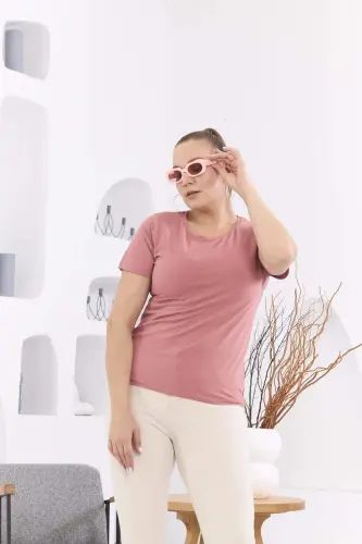 RMG Crew Neck Plus Size Rose Gold T-Shirt - BÜYÜKBEDENIZ (1)