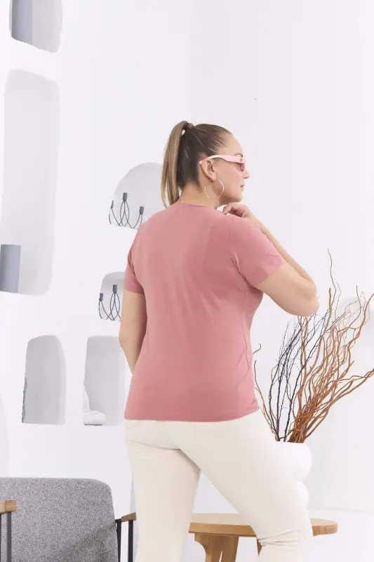 RMG Crew Neck Plus Size Rose Gold T-Shirt - 4