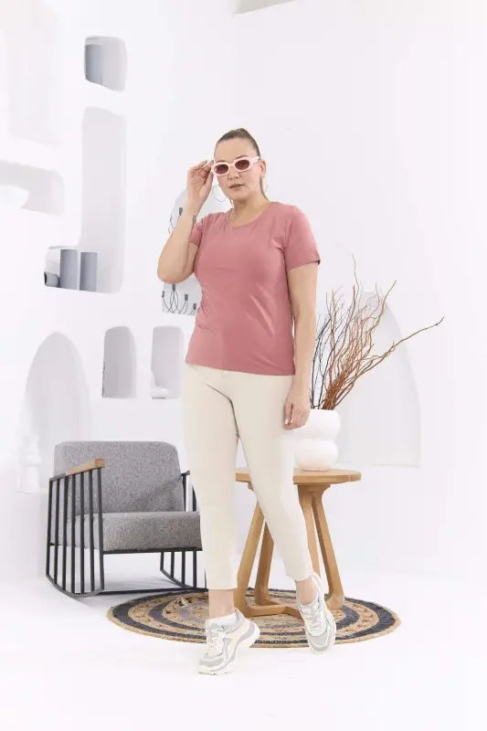 RMG Crew Neck Plus Size Rose Gold T-Shirt - 5