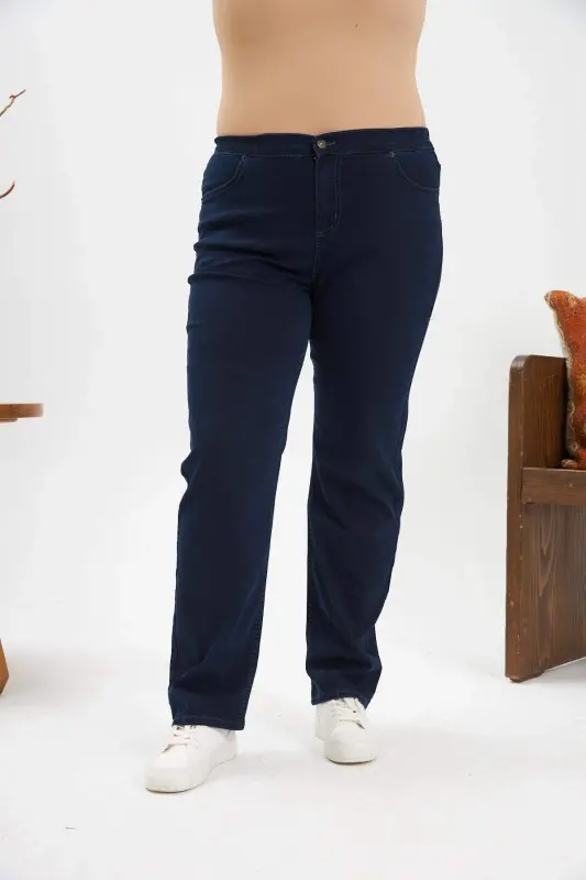 Rmg Elastic Waist Plus Size Navy Blue Jeans - 1