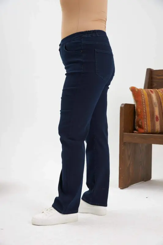 Rmg Elastic Waist Plus Size Navy Blue Jeans - 2