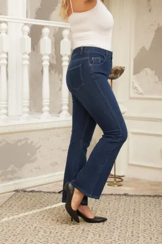 Rmg Flared Plus Size Navy Blue Jeans - BÜYÜKBEDENIZ (1)