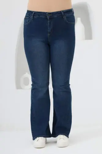 Rmg Flared Plus Size Navy Blue Jeans - 1