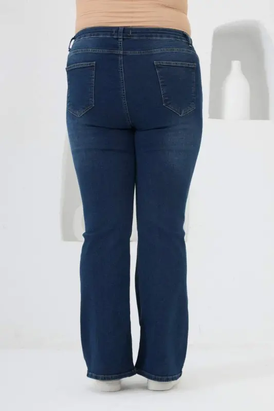 Rmg Flared Plus Size Navy Blue Jeans - 4
