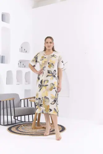 Rmg Floral Print Plus Size Yellow Dress - 1