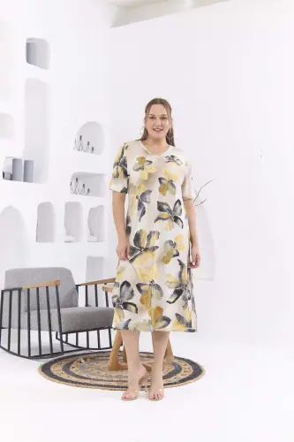 Rmg Floral Print Plus Size Yellow Dress - 3