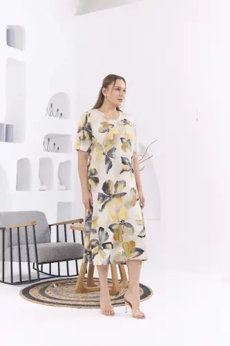 Rmg Floral Print Plus Size Yellow Dress - 4