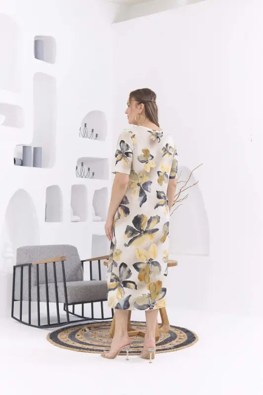 Rmg Floral Print Plus Size Yellow Dress - 5