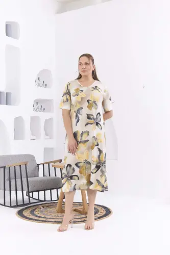 Rmg Floral Print Plus Size Yellow Dress - 6