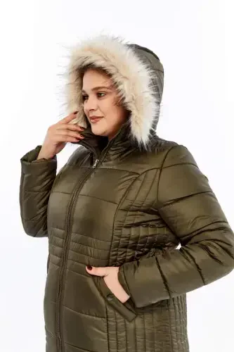 Rmg Hooded Plus Size Khaki Quilted Jacket - 4