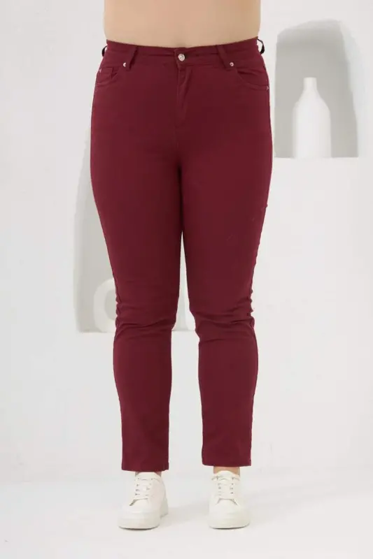 RMG Plus Size Burgundy Cotton Pants - 2
