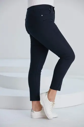 RMG Plus Size Navy Blue Cotton Pants - 3