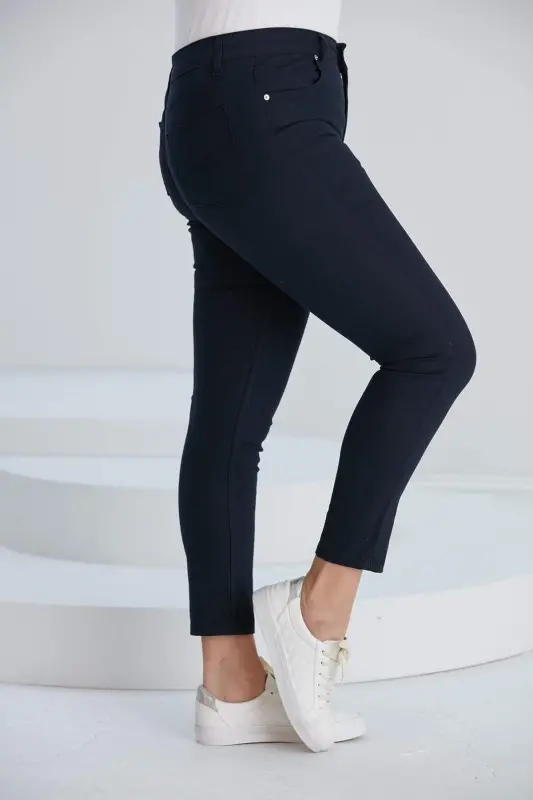 RMG Plus Size Navy Blue Cotton Pants - 3