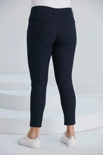 RMG Plus Size Navy Blue Cotton Pants - 4