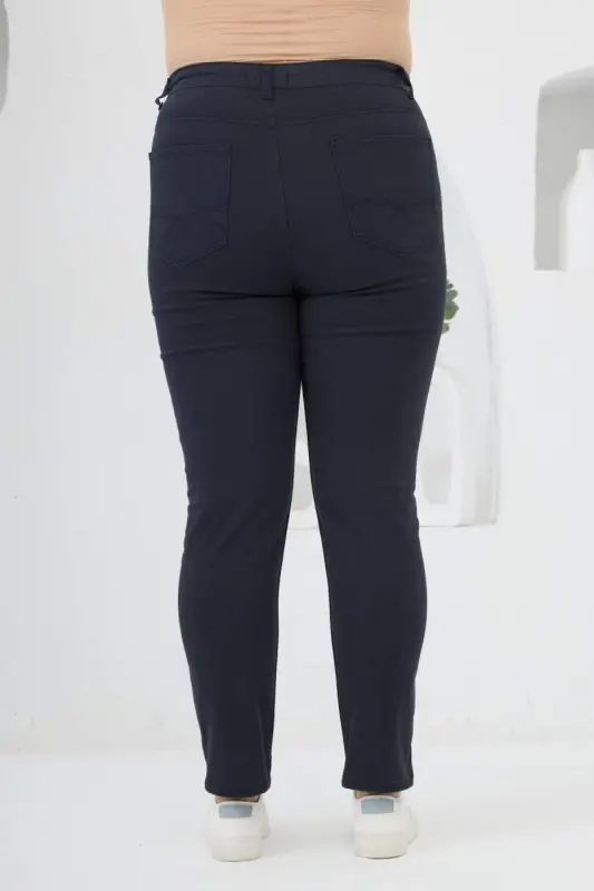 RMG Plus Size Navy Blue Cotton Pants - 4