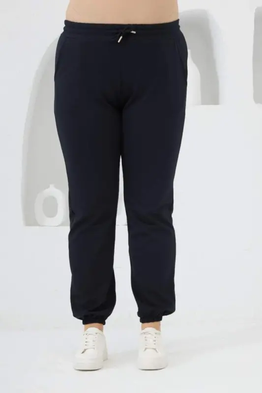 Rmg Plus Size Navy Sweatpants with Elastic Hem - 1