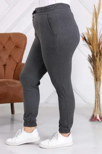 Rmg Plus Size Smoked Gray Sweatpants with Elastic Hem - BÜYÜKBEDENIZ (1)