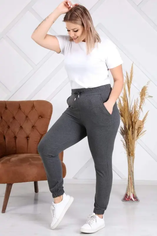 Rmg Plus Size Smoked Gray Sweatpants with Elastic Hem - 5
