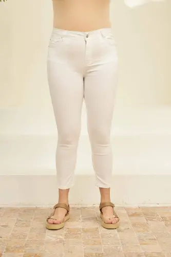 RMG Plus Size White Cotton Pants - 1