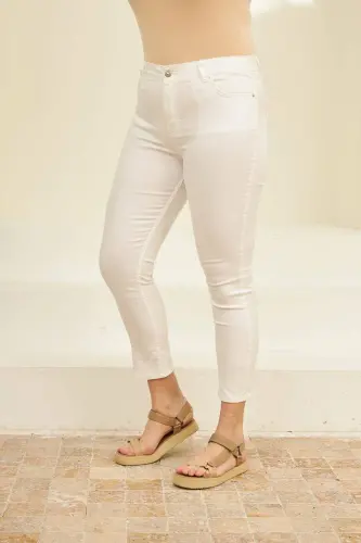 RMG Plus Size White Cotton Pants - 3